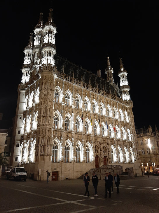 Verlichte stadhuis van Leuven