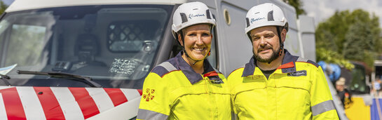 Vrouwelijke en mannelijke technieker van Fluvius