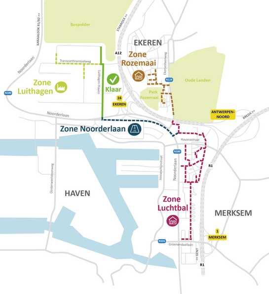 Toekomstige werken aan het warmtenet Luithagen in Antwerpen - haven zone Noorderlaan