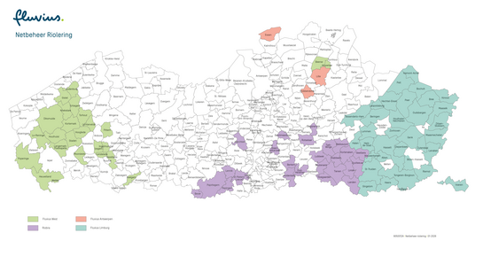 Werkingsgebied Fluvius DNB rioolnetbeheer