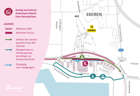 Warmtenet Antwerpen Noord - zone Noorderlaan (omleiding bedrijven) Map met omleidingen voor bedrijven n.a.v. aanleg warmtenet Antwerpen Noord - zone Rozemaai