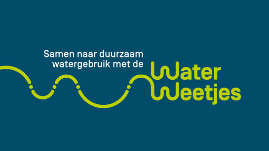 Slimmer omgaan met regenwater Logo van WaterWeetjes met de slogan ‘Samen naar duurzaam watergebruik’.